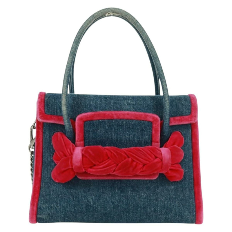 【日本直送】Miu Miu 鏈條單肩包 牛仔布 兩用 藍色 正品 170929V-12