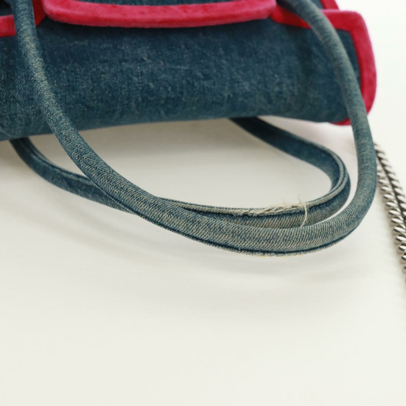 【日本直送】Miu Miu 鏈條單肩包 牛仔布 兩用 藍色 正品 170929V-13