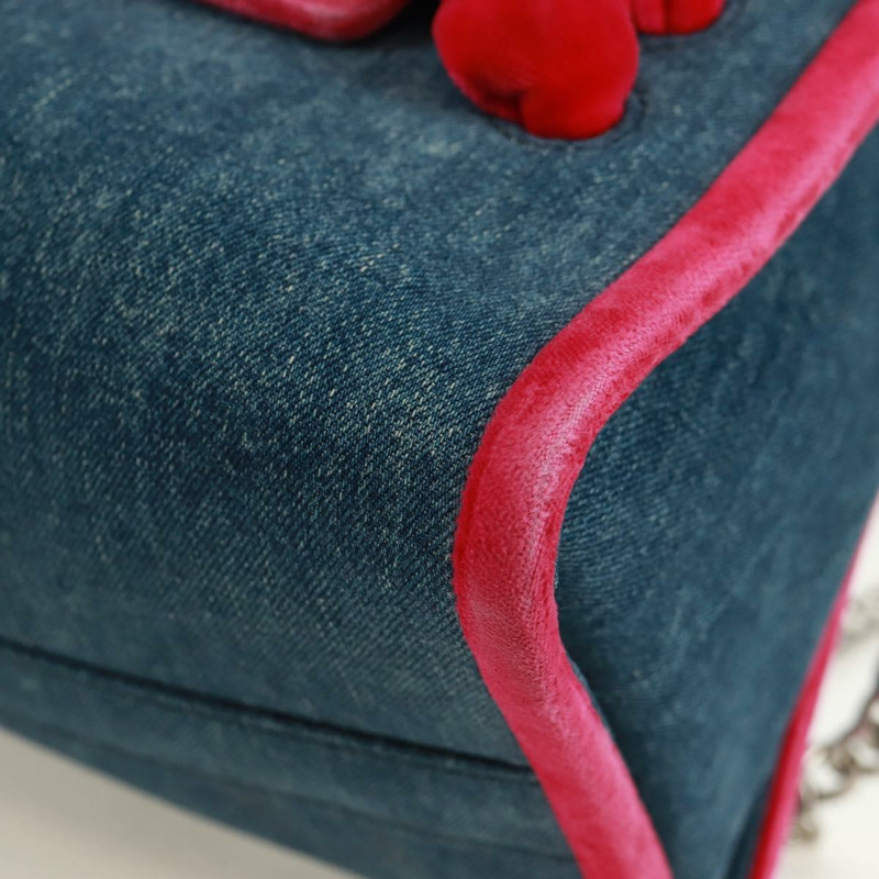 【日本直送】Miu Miu 鏈條單肩包 牛仔布 兩用 藍色 正品 170929V-18