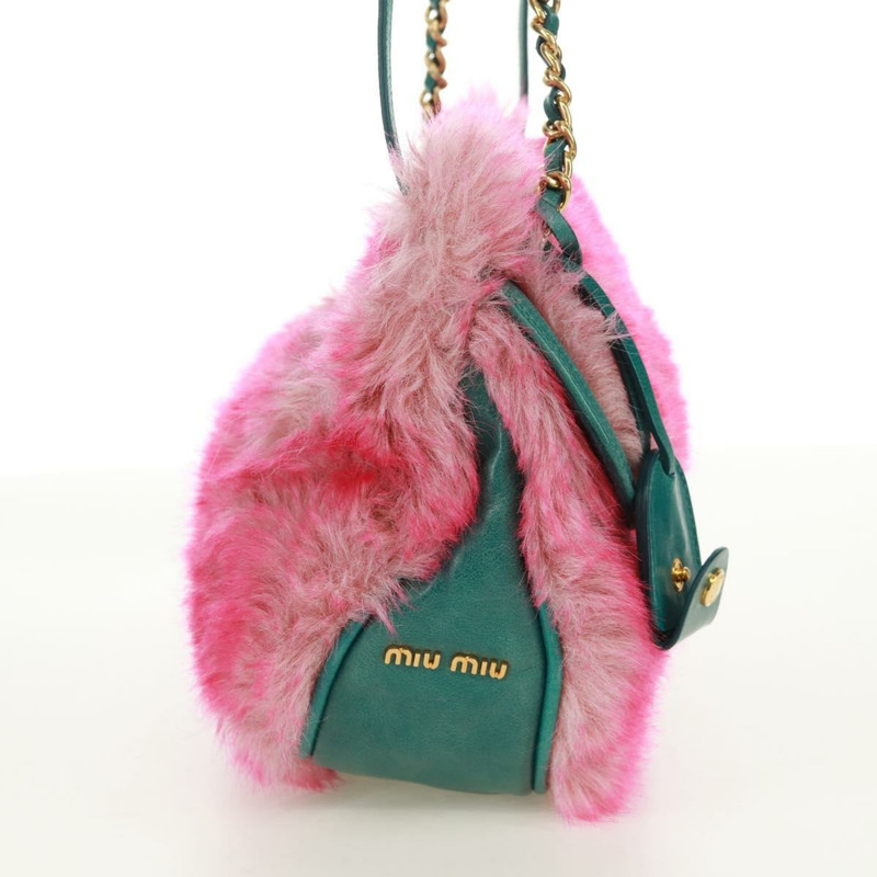 【日本直送】Miu Miu 粉紅毛絨鏈單肩包 正品 170941V-3