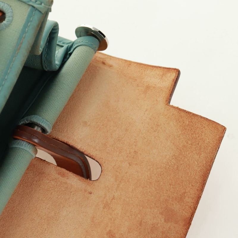 【日本直送】愛馬仕 Herbag Zip PM 手袋 帆布皮革 兩用 綠色 銀色 正品 168131A-25