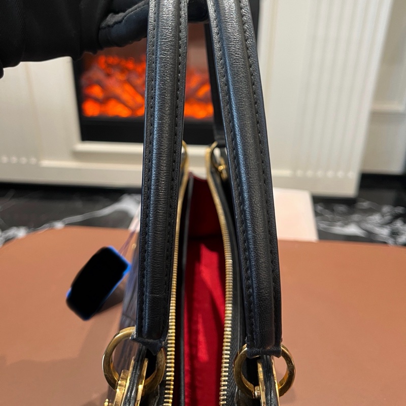 【1顆包背4季❗️經典圖案✨小資女孩👍🏻】Dior 中古橫版戴妃包 黑金羊皮 手提包 托特包-20