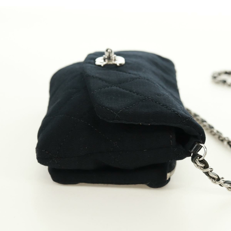 【日本直送】香奈兒迷你絎縫18鏈條單肩包，棉質黑色，CC標誌，正品編號170888SAM-3