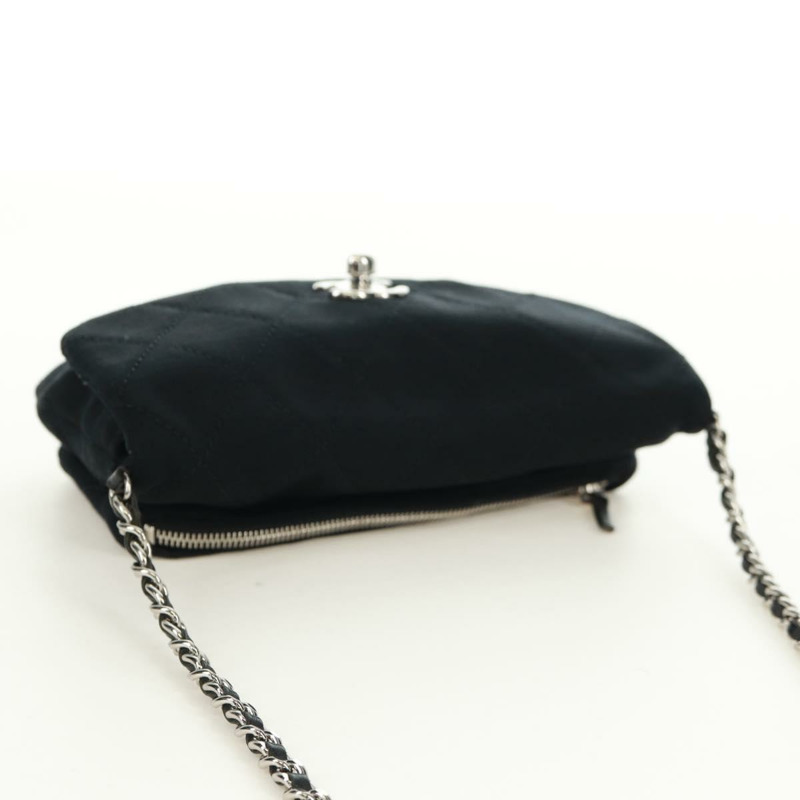 【日本直送】香奈兒迷你絎縫18鏈條單肩包，棉質黑色，CC標誌，正品編號170888SAM-5