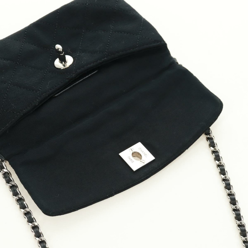 【日本直送】香奈兒迷你絎縫18鏈條單肩包，棉質黑色，CC標誌，正品編號170888SAM-19