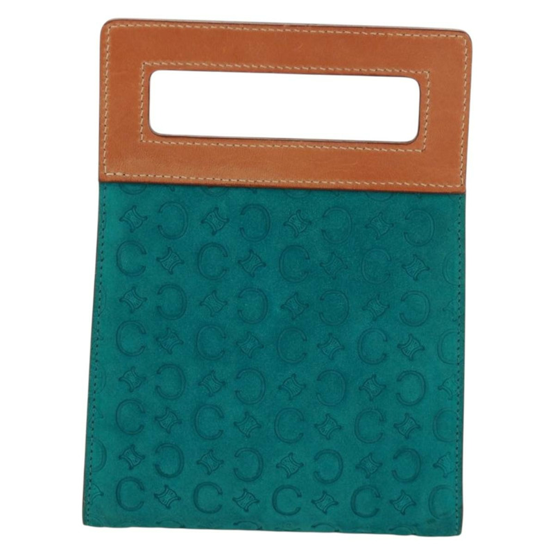 【日本直送】CELINE C Macadam 帆布手提包 絨面革 綠松石藍 銀色 正品 170908V-1