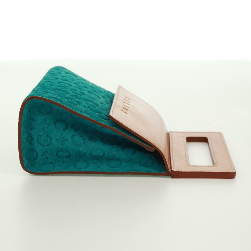 【日本直送】CELINE C Macadam 帆布手提包 絨面革 綠松石藍 銀色 正品 170908V-3