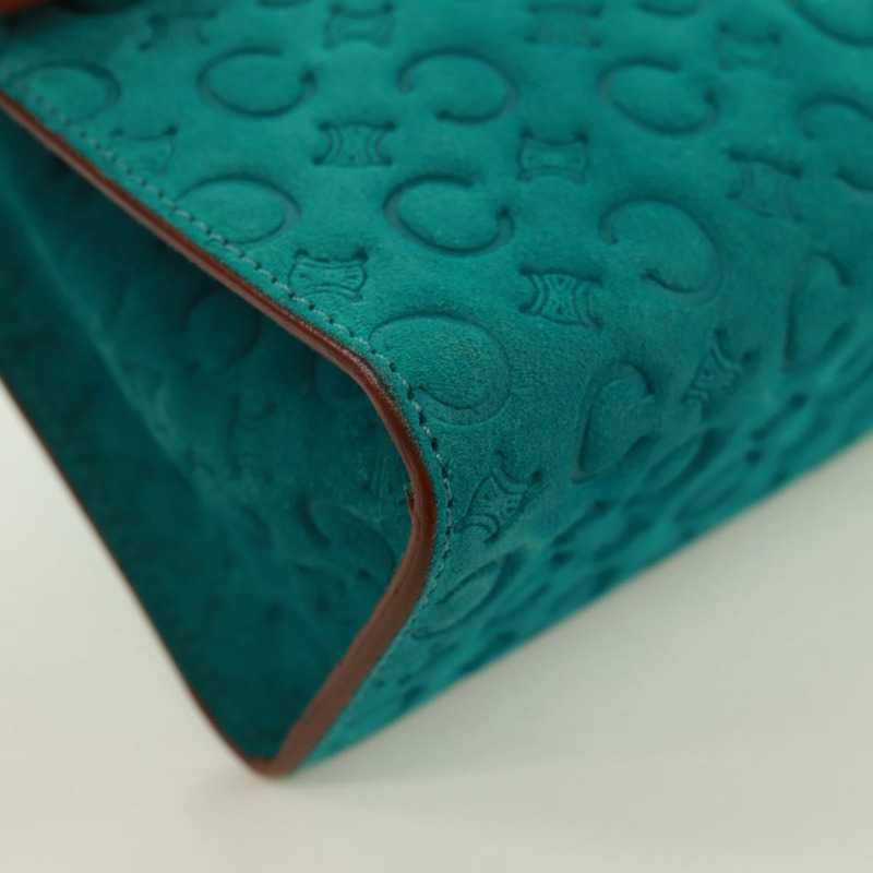 【日本直送】CELINE C Macadam 帆布手提包 絨面革 綠松石藍 銀色 正品 170908V-7