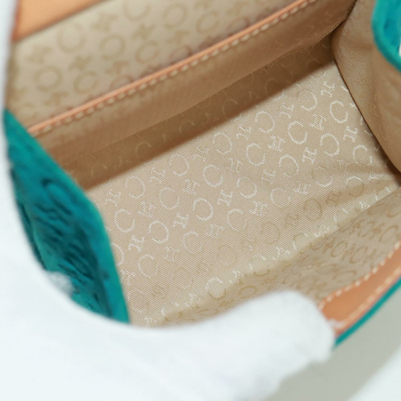 【日本直送】CELINE C Macadam 帆布手提包 絨面革 綠松石藍 銀色 正品 170908V-9