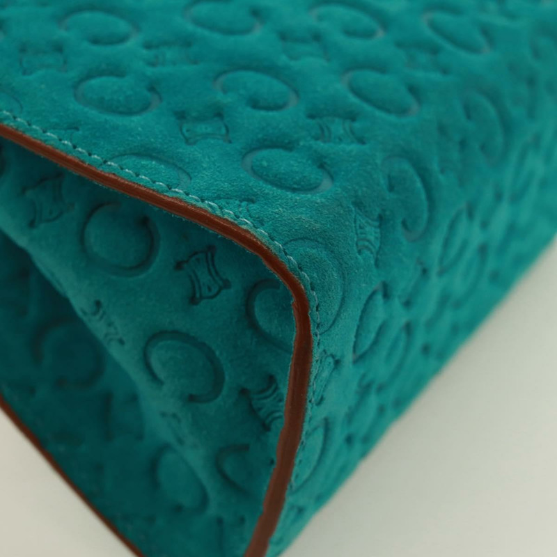 【日本直送】CELINE C Macadam 帆布手提包 絨面革 綠松石藍 銀色 正品 170908V-14