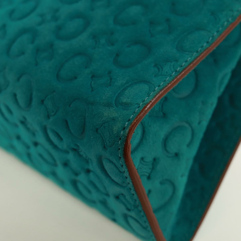 【日本直送】CELINE C Macadam 帆布手提包 絨面革 綠松石藍 銀色 正品 170908V-15