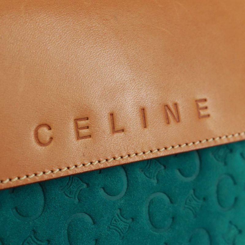 【日本直送】CELINE C Macadam 帆布手提包 絨面革 綠松石藍 銀色 正品 170908V-16