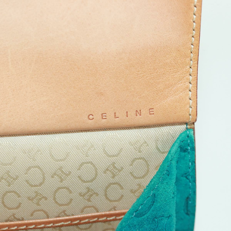 【日本直送】CELINE C Macadam 帆布手提包 絨面革 綠松石藍 銀色 正品 170908V-17