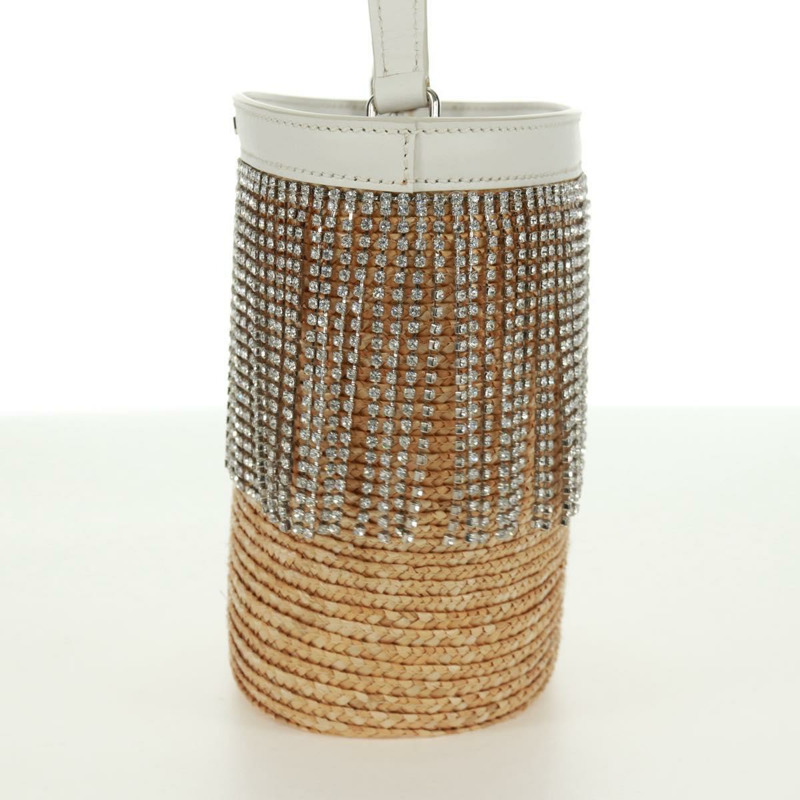 【日本直送】Miu Miu 托特包 拉菲草皮革 米色 白色 銀色 正品 171864SAM-2