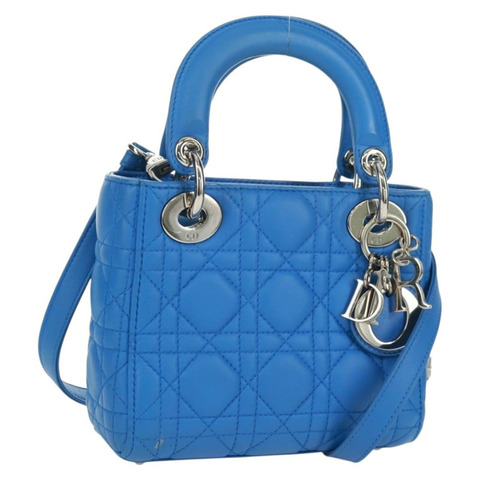 Christian Dior Lady Dior Canage 手袋，羊皮材質，兩用，藍色，正品，貨號 170943SAM