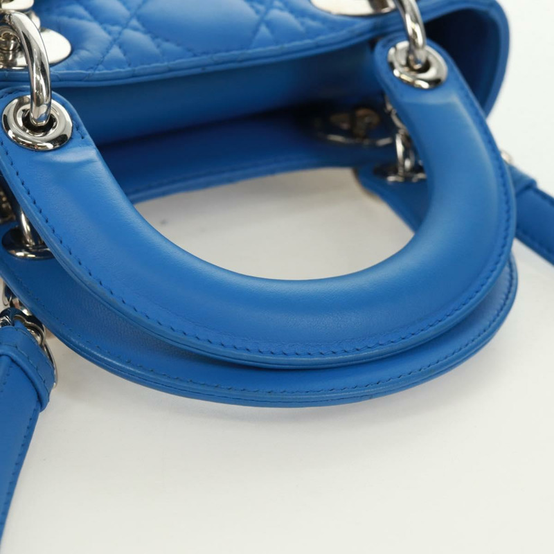 【日本直送】Christian Dior Lady Dior Canage 手袋，羊皮材質，兩用，藍色，正品，貨號 170943SAM-6