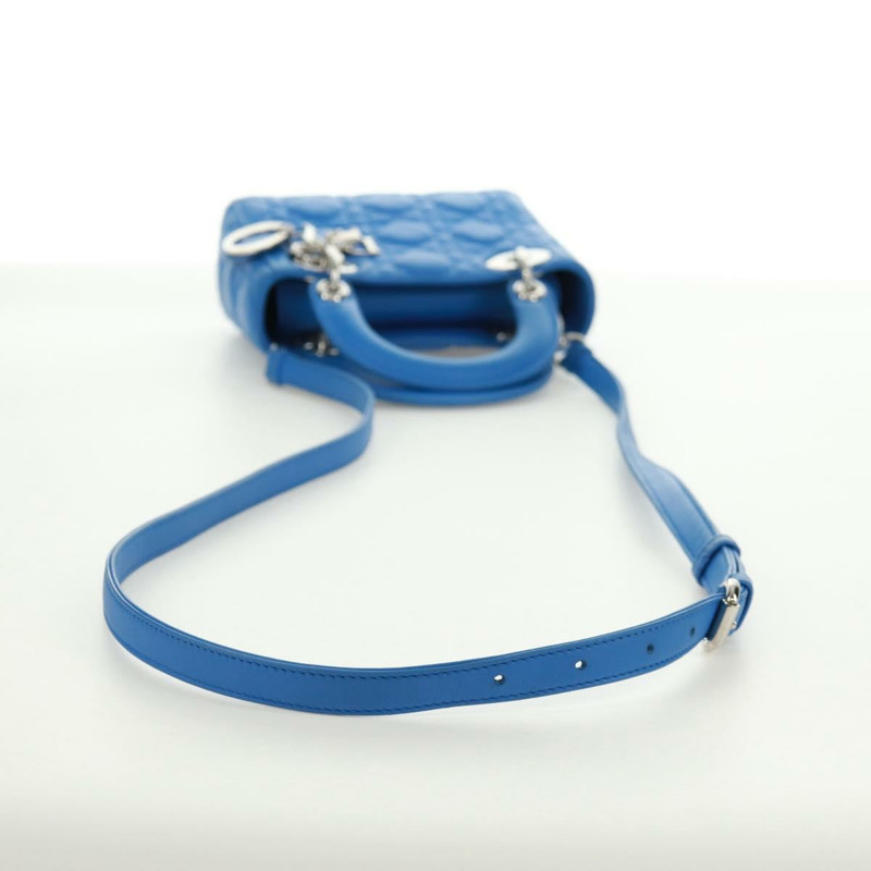 【日本直送】Christian Dior Lady Dior Canage 手袋，羊皮材質，兩用，藍色，正品，貨號 170943SAM-7