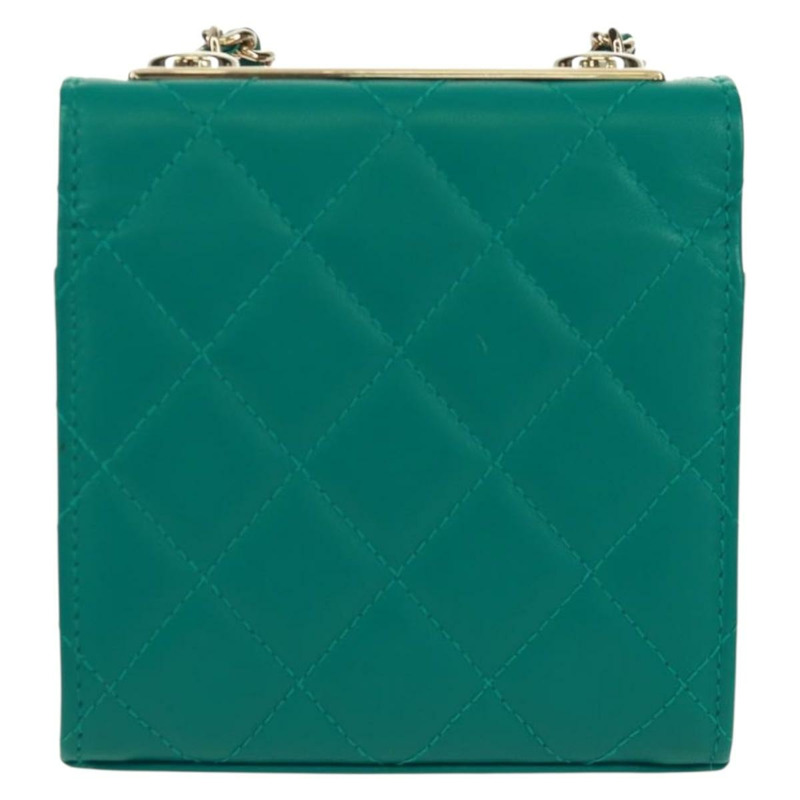 【日本直送】香奈兒 (CHANEL) 鏈條迷你絎縫 11 號包，羊皮材質，綠色金色雙C標誌，正品編號 171874SAM-1