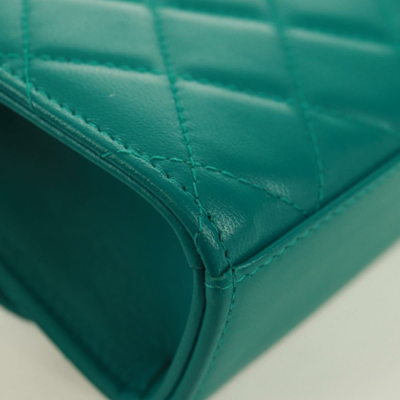 【日本直送】香奈兒 (CHANEL) 鏈條迷你絎縫 11 號包，羊皮材質，綠色金色雙C標誌，正品編號 171874SAM-15