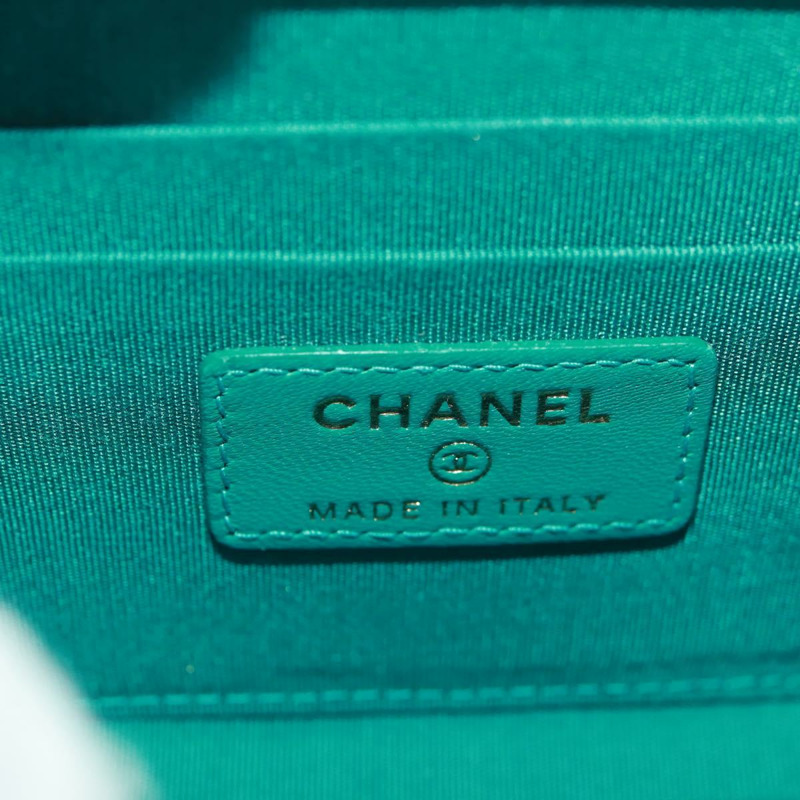 【日本直送】香奈兒 (CHANEL) 鏈條迷你絎縫 11 號包，羊皮材質，綠色金色雙C標誌，正品編號 171874SAM-19