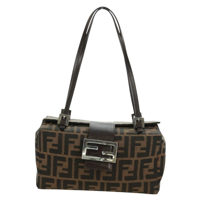 【日本直送】FENDI Zucca帆布Mamma Baguette手袋 棕色 黑色 銀色 正品 171888V-12