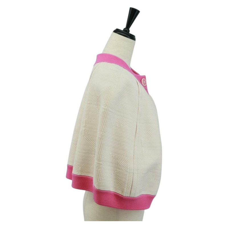 【日本直送】香奈兒 (CHANEL) 棉質斗篷，白色粉紅色，CC標誌，貨號170887V-3