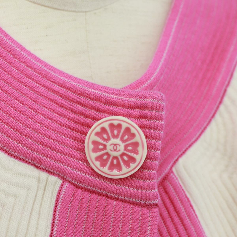 【日本直送】香奈兒 (CHANEL) 棉質斗篷，白色粉紅色，CC標誌，貨號170887V-4