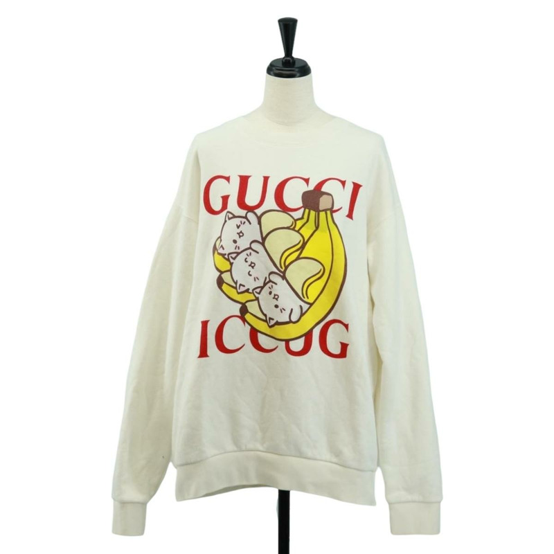 【日本直送】GUCCI Bananya 聯名款衛衣，純棉，白色，正品，貨號 170953M-0