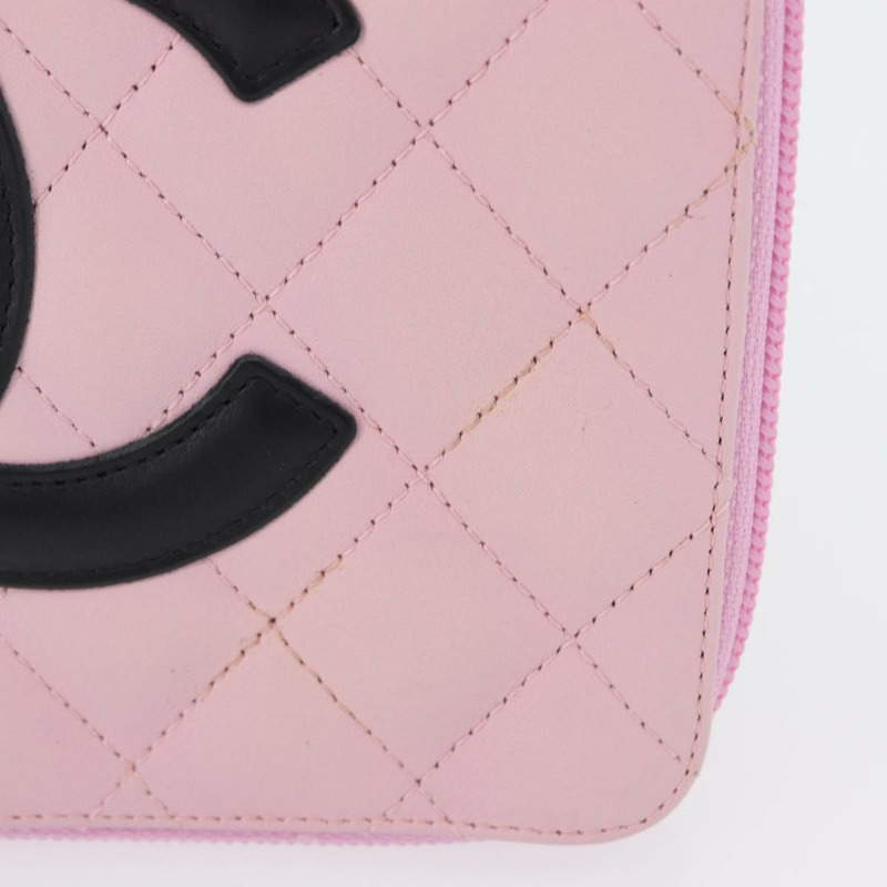 【日本直送】香奈兒 Cambon 系列手拿包 粉紅色 銀色 CC 標誌 正品 ki6427M-1