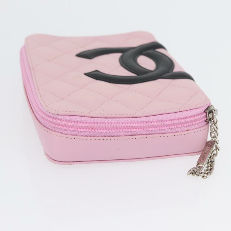 【日本直送】香奈兒 Cambon 系列手拿包 粉紅色 銀色 CC 標誌 正品 ki6427M-5