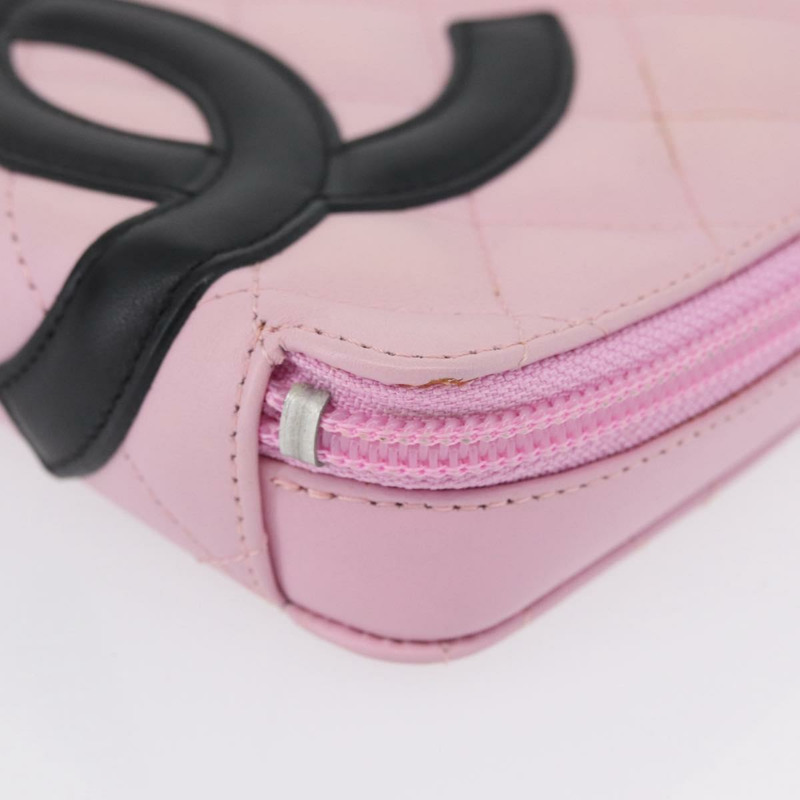 【日本直送】香奈兒 Cambon 系列手拿包 粉紅色 銀色 CC 標誌 正品 ki6427M-13