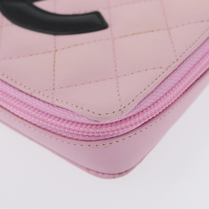 【日本直送】香奈兒 Cambon 系列手拿包 粉紅色 銀色 CC 標誌 正品 ki6427M-14