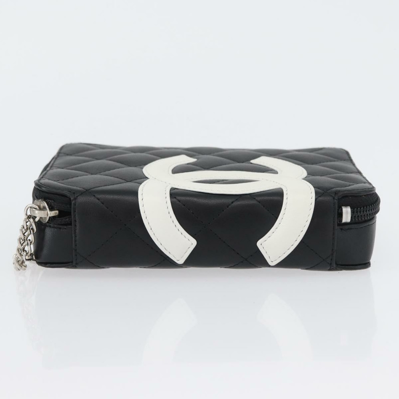 【日本直送】香奈兒 Cambon 系列黑色銀色雙C標誌皮革手拿包 正品 ki6426M-3