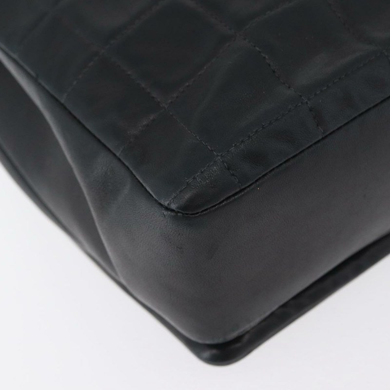 【日本直送】香奈兒 Choco Bar 鏈單肩包 羊皮 黑色 銀色 CC 標誌 Auth bs33473-14