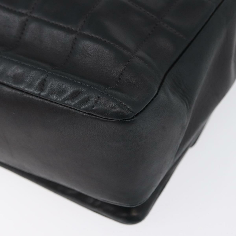 【日本直送】香奈兒 Choco Bar 鏈單肩包 羊皮 黑色 銀色 CC 標誌 Auth bs33473-15