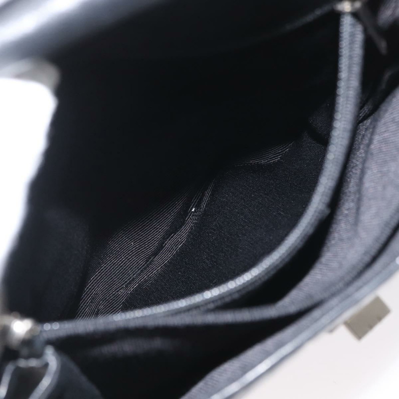 【日本直送】香奈兒 Choco Bar 鏈單肩包 羊皮 黑色 銀色 CC 標誌 Auth bs33473-26