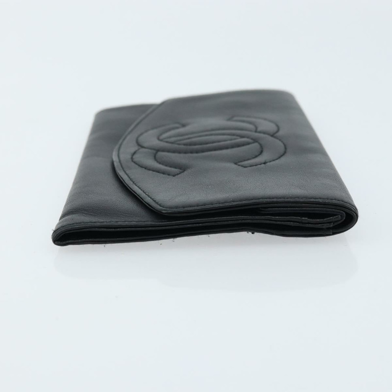 【日本直送】香奈兒長版皮夾，黑色皮革，金色雙C標誌，正品編號bs33478V-2