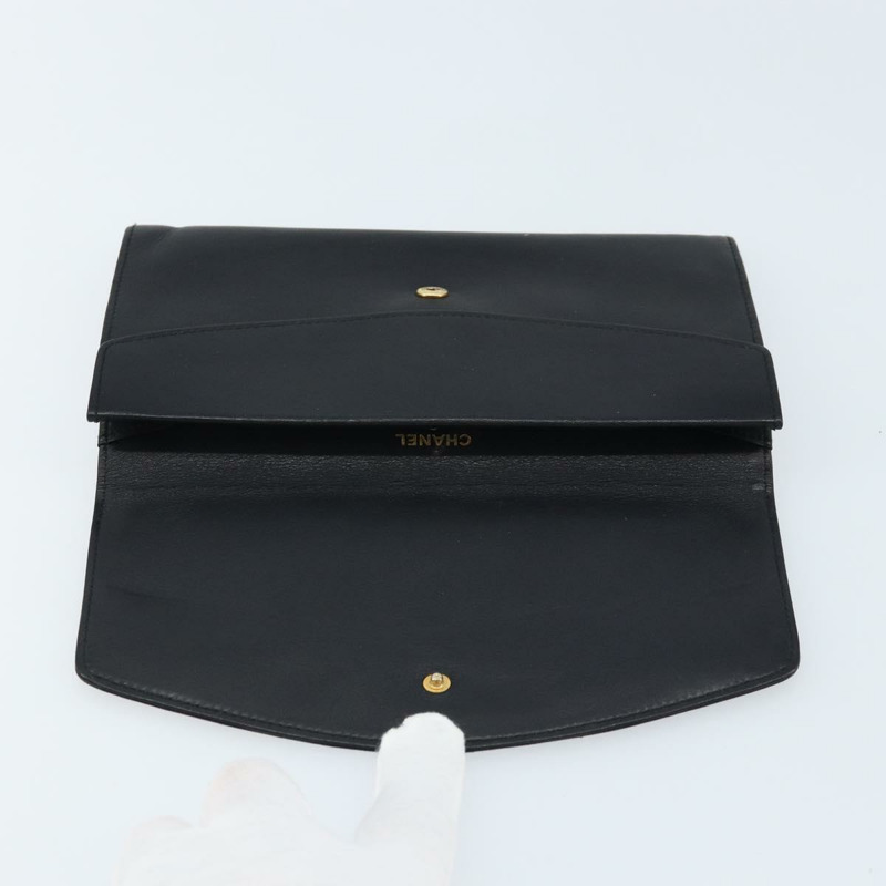 【日本直送】香奈兒長版皮夾，黑色皮革，金色雙C標誌，正品編號bs33478V-16