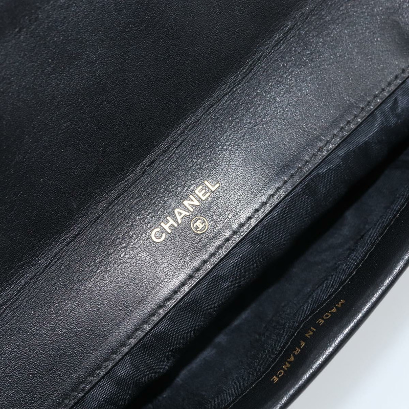 【日本直送】香奈兒長版皮夾，黑色皮革，金色雙C標誌，正品編號bs33478V-17