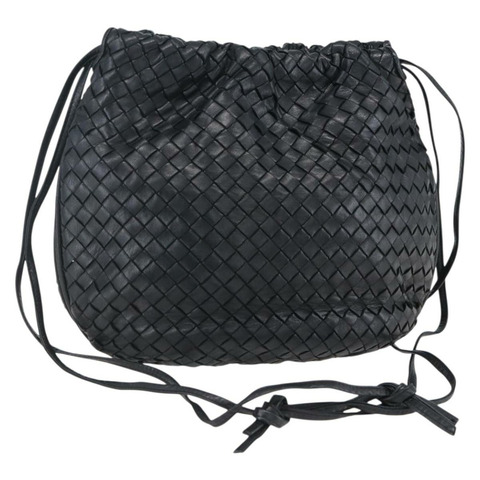 BOTTEGA VENETA INTRECCIATO 皮革肩背包 黑色 金色 正品 ep13348