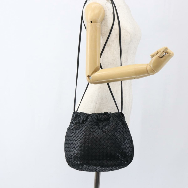 【日本直送】BOTTEGA VENETA INTRECCIATO 皮革肩背包 黑色 金色 正品 ep13348-19