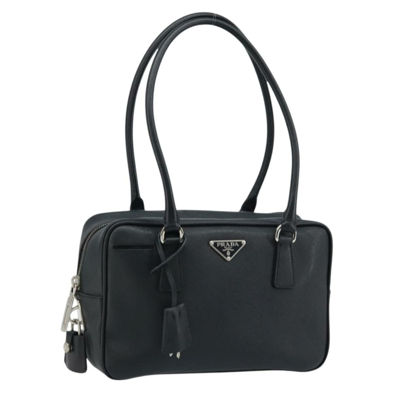 【日本直送】PRADA 手提包 Safiano 皮革 黑色 銀色 正品 ep13335V-0