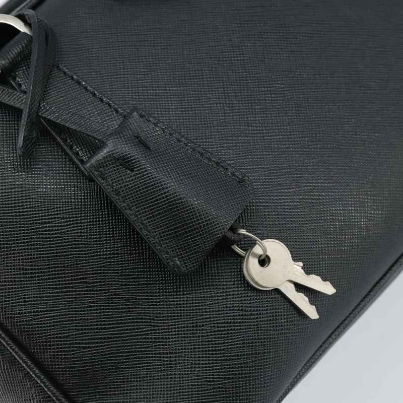 【日本直送】PRADA 手提包 Safiano 皮革 黑色 銀色 正品 ep13335V-8