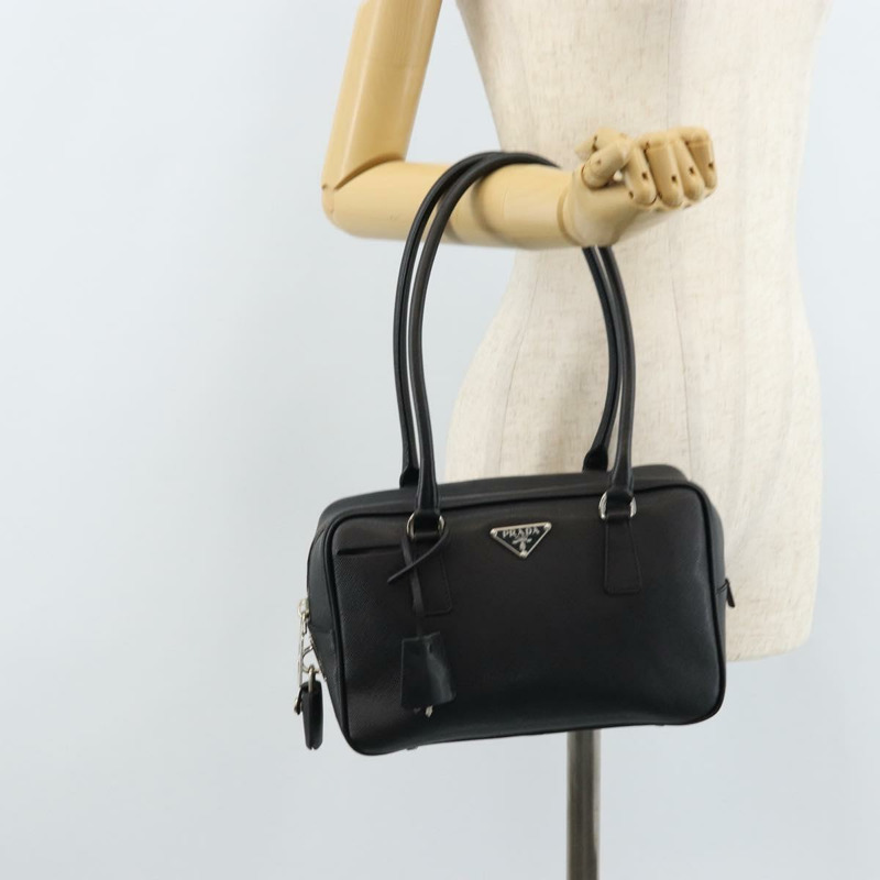 【日本直送】PRADA 手提包 Safiano 皮革 黑色 銀色 正品 ep13335V-26