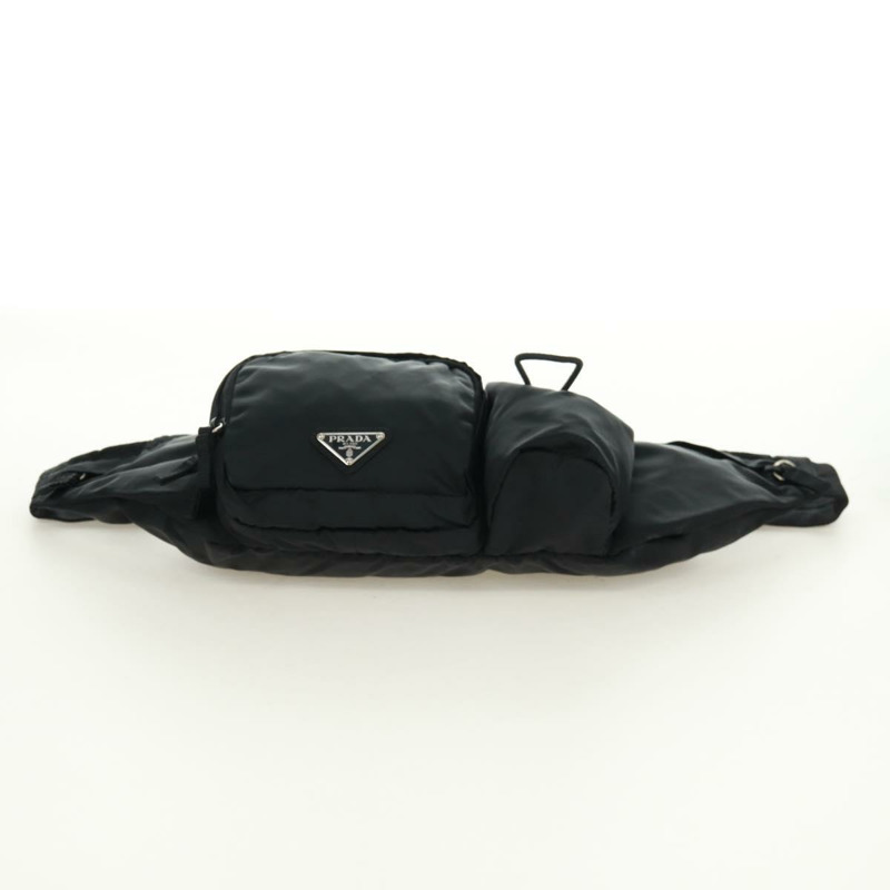 【日本直送】PRADA 腰包/斜背包 尼龍材質 黑色 銀色 正品 166860A-4