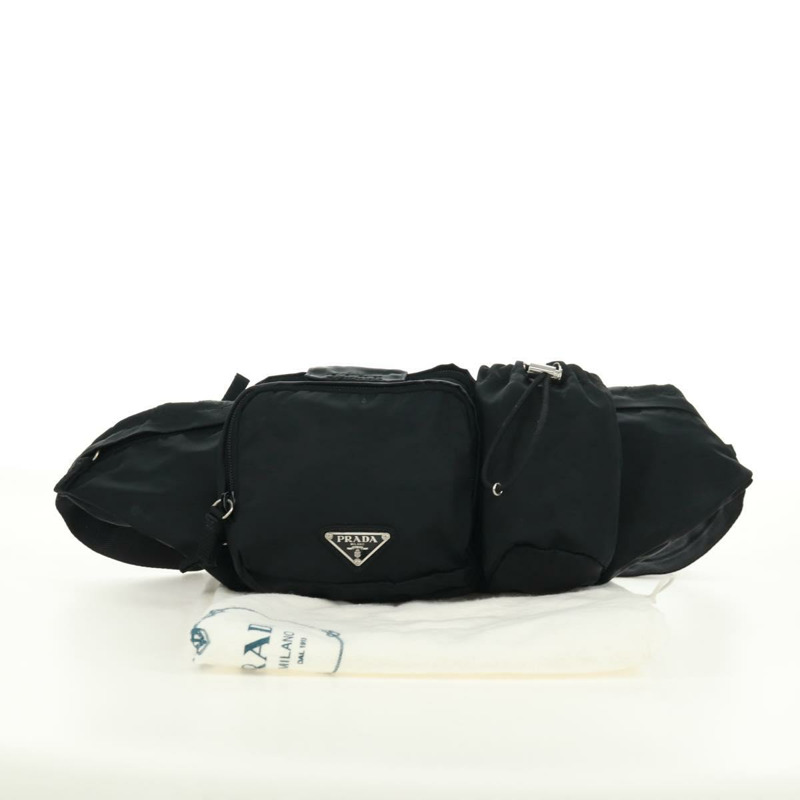 【日本直送】PRADA 腰包/斜背包 尼龍材質 黑色 銀色 正品 166860A-11