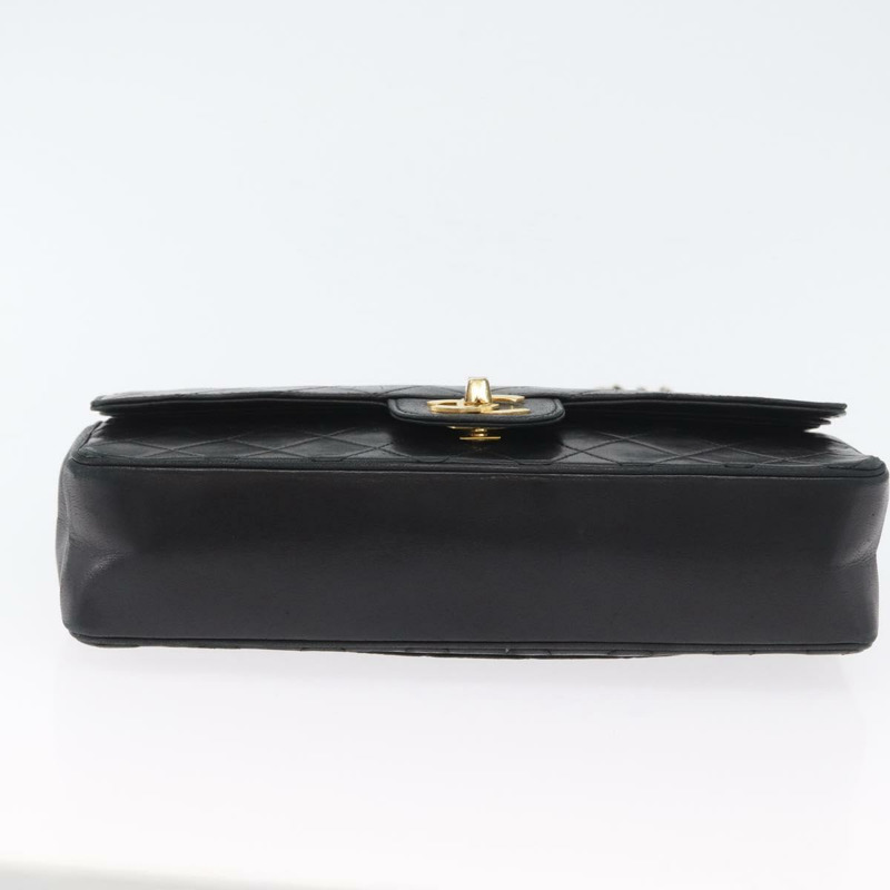 【日本直送】香奈兒 (CHANEL) 絎縫鏈條肩背包，羊皮材質，復古黑色，金色雙C標誌，正品編號 166840A-4