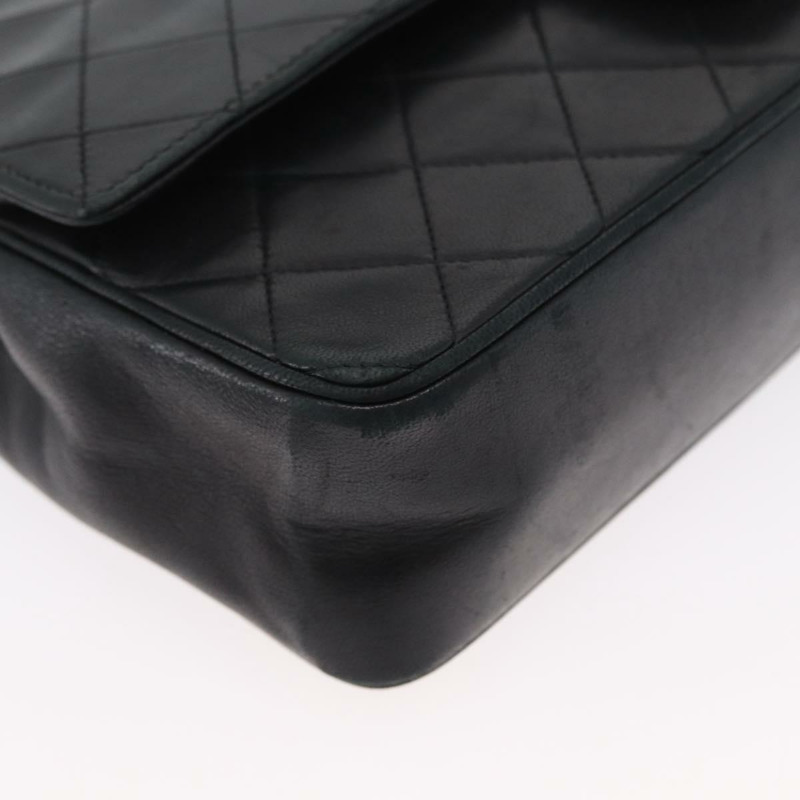 【日本直送】香奈兒 (CHANEL) 絎縫鏈條肩背包，羊皮材質，復古黑色，金色雙C標誌，正品編號 166840A-7