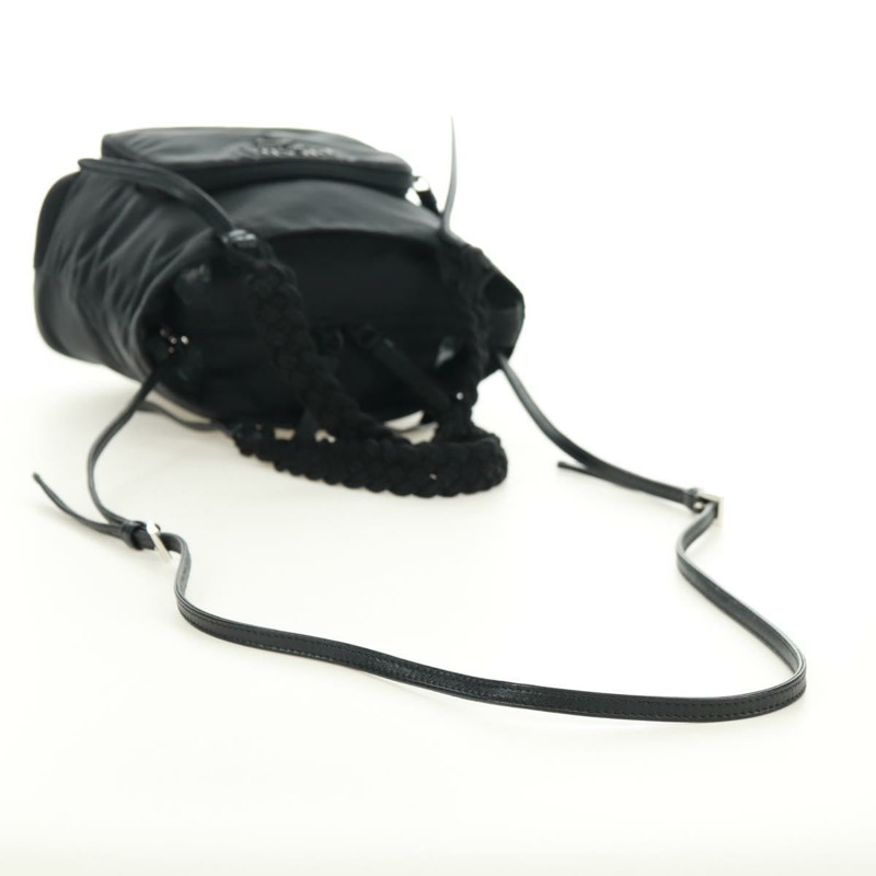 【日本直送】PRADA 尼龍雙肩包 黑色銀色 1BA207 正品 166882SAM-7