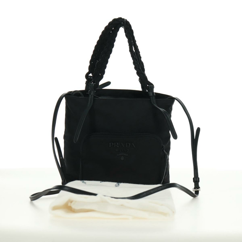 【日本直送】PRADA 尼龍雙肩包 黑色銀色 1BA207 正品 166882SAM-11